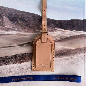 Authentic Louis Vuitton Luggage Tag Beige Vachetta Leather B1031